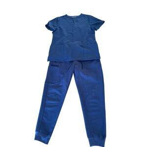 Mandala Navy scrub set jogger pants petite Small